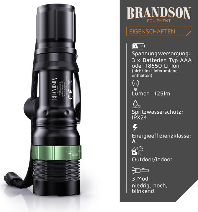 Image du produit Brandson Lampe de poche LED (125 lm)