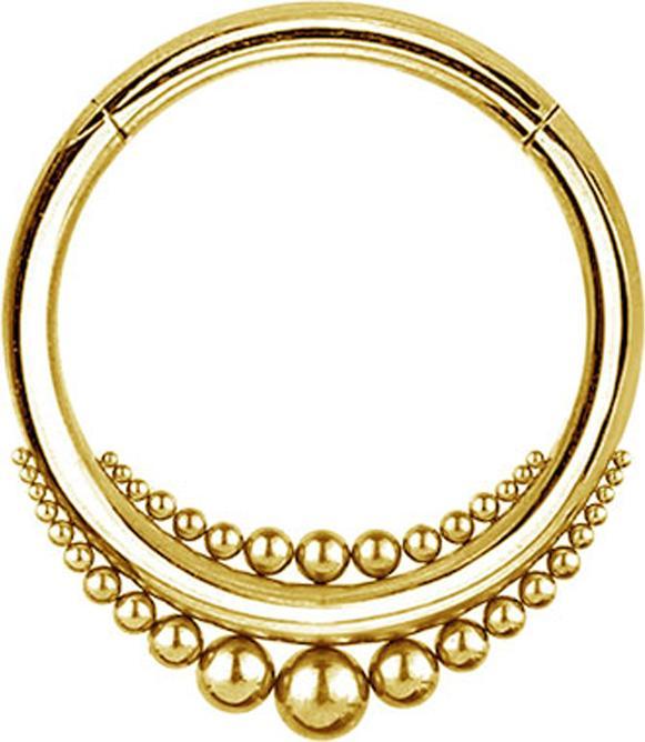 Image du produit Star Piercing Poids d'oreille Anneau segment pliable Boules dorées croissantes (Acier chirurgical 316L, sans laiton)
