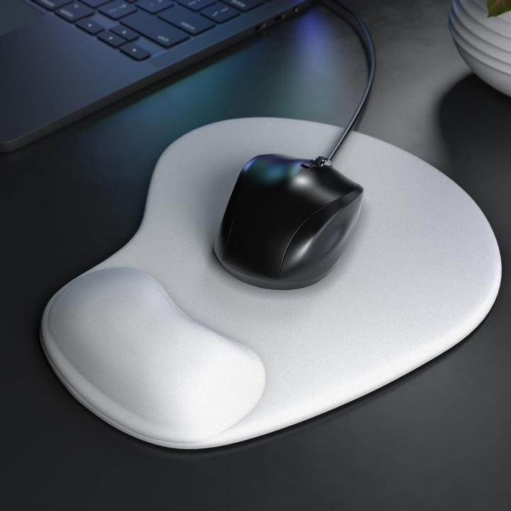 Actual product image CSL Mouse pad with gel cushion & wrist rest, comfort office mouse mat, white (S)