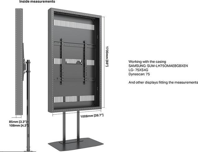 Image du produit Multibrackets Stele ohne Monitor, Portrait, schwarz, 75"/9284