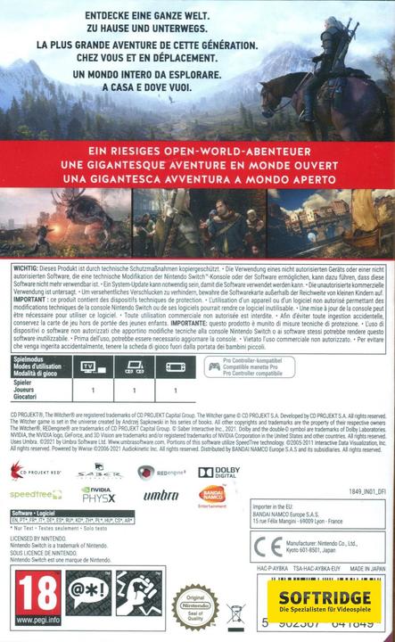 Image du produit Bandai Namco The Witcher 3: Wild Hunt (Switch, DE)