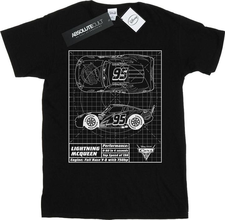 Immagine prodotto Disney Cars Lightning McQueen Blueprint Maglietta Ampia Donna (XXL)