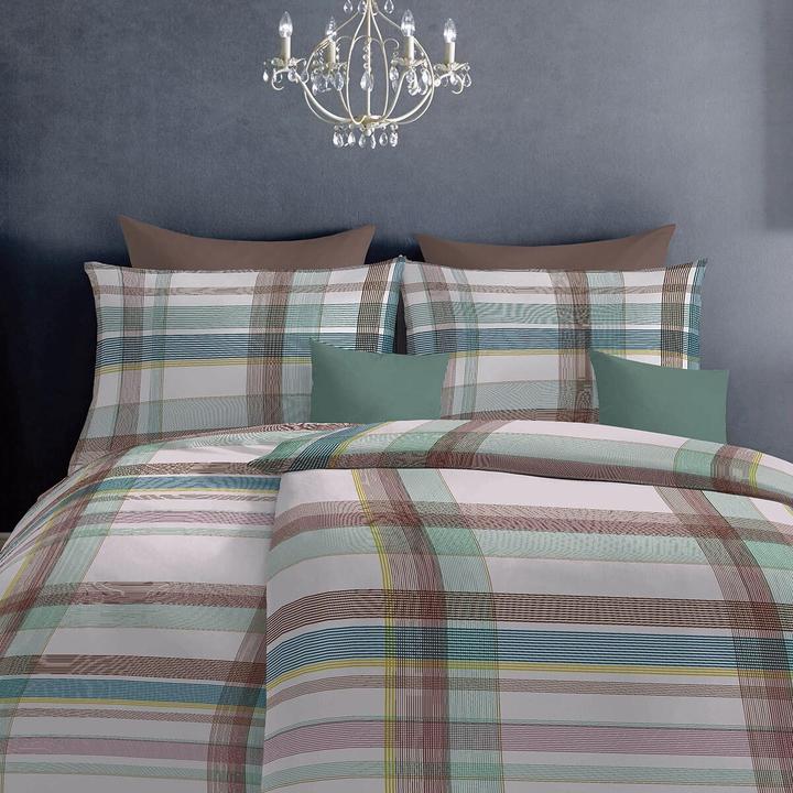 Produktbild Fleuresse Mako-Satin Bettwäsche Milano 114323 beige grün (Bettwäsche Set, 135x200 cm + 80x80 cm)
