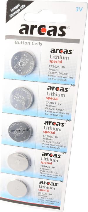 Actual product image Arcas Batterie CR2025, 5er-Sparset (5 pcs., CR2025, 150 mAh)