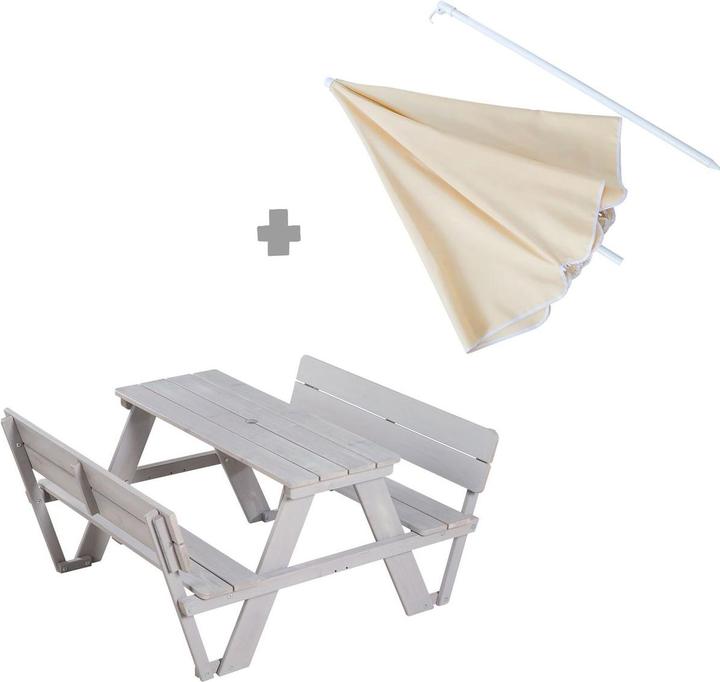 Produktbild Roba Kindersitzgruppe ‚PICKNICK for 4‘ Outdoor +, mit Lehne, mit Schirm Set (Kindersitzgruppe)