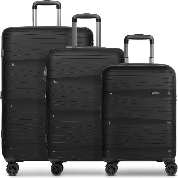 D&N Travel Line 4300-Plus 4 Rollen Kofferset 3-teilig mit Dehnfalte (1910 l, XL (ab 115l))