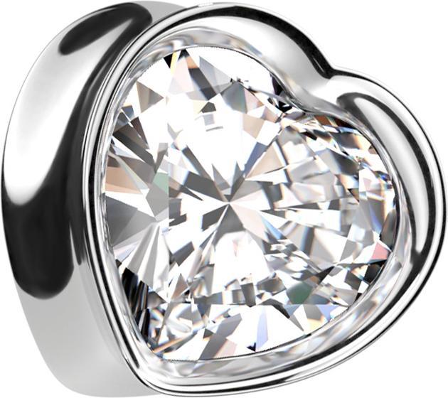 Immagine prodotto Star Piercing Spina svasata Cuore argento con grande cristallo argento (senza ottone, Acciaio chirurgico 316L)