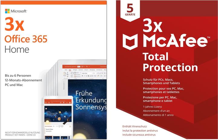 Image du produit Microsoft Office 365 Home(3x) y compris McAfee Total Protection 5D (3x)