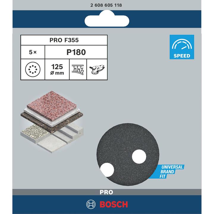Actual product image Bosch Professional Zubehör PRO F355 sanding sheet, 125 mm, G180 (180)