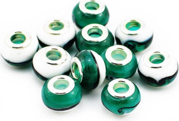 Image du produit Hermex Verre Bead argenté 925 - Vert argenté (Alliage métallique, Verre)