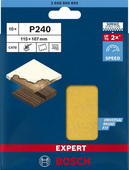 Actual product image Bosch Professional Zubehör EXPERT C470 Abrasive paper with 6 holes for orbital sanders, 115 x 107 mm, G 240, 10 pcs. (240)