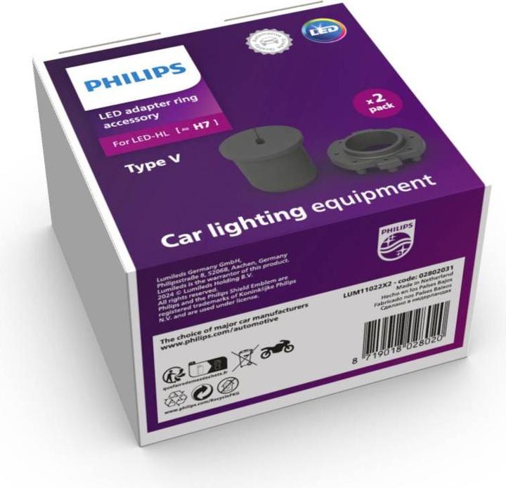 Actual product image Philips Accessories for LED upgrade 11022X2 Type V adapter rings (H7)