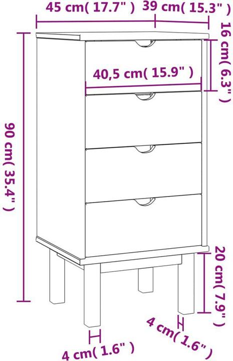 Produktbild VidaXL Nathan (46 x 39.5 x 90 cm)