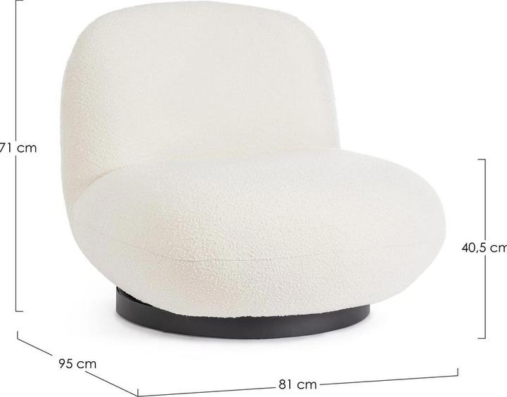 Actual product image Bizzotto Swivel armchair Margot white boucle
