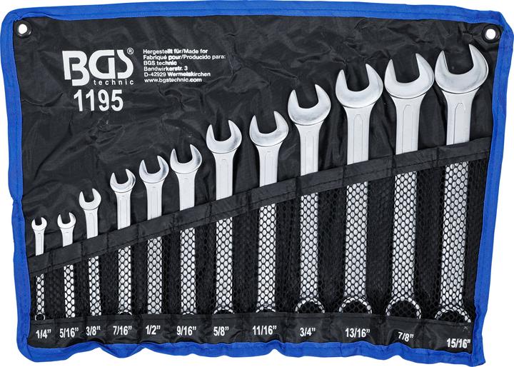 Produktbild BGS Maul-Ringschlüssel-Satz (1/4", 5/16", 3/8", 7/16", 1/2", 9/16", 5/8", 11/16", 3/4", 13/16", 7/8", 15/16")