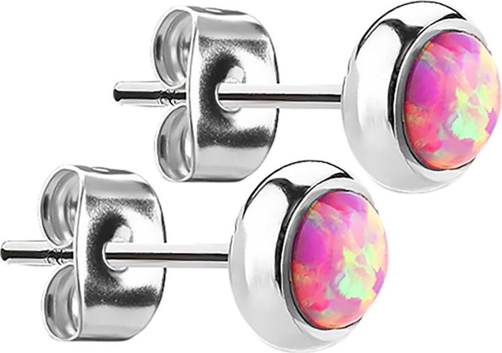 Produktbild Star Piercing Ohrstecker silber mit Opal pink (Chirurgenstahl 316L, ohne Messing)