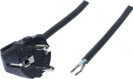 Exertis Connect Mains connection cable, earthing contact plug to open wire end, black, 3.0 m (3 m)