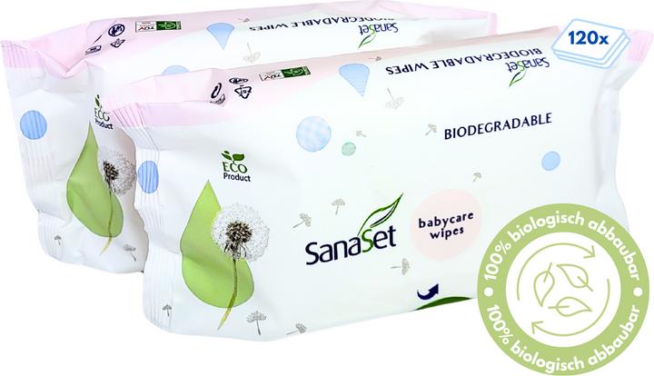 Actual product image SanaSet Baby wipes (with aloe vera, camomile & olive oil) - biodegradable, ECO