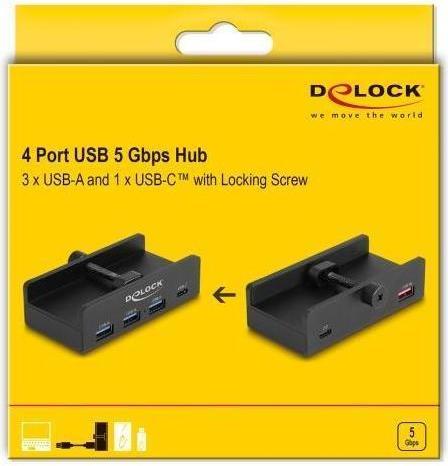 Image du produit Delock Hub externe USB 5 Gbps 4 ports 3 x USB Type-A et 1 x (USB-C, 4 Ports)