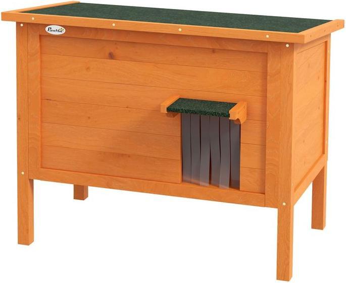 Produktbild Swisshandel24 Katzenhaus aus Holz, Katzenhöhle Outdoor, Isolierte Katzenhütte mit Türvorhang, Kleintierhaus im Erh (Katze)