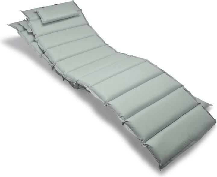 Actual product image VCM 2x Liegenauflage Polster Kopfkissen für Garten Terrasse gesteppt Hellgrau (190 cm)