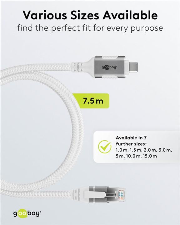 Immagine prodotto Goobay Cavo Ethernet da USB-C 3.1 a RJ45, 7,5 m (Ethernet, RJ45 (1x))