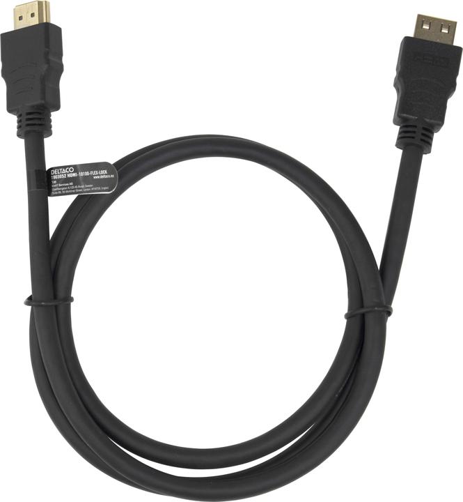 Actual product image Deltaco High-Speed Flex HDMI cable, 1M, w/lock, 4K UHD, black