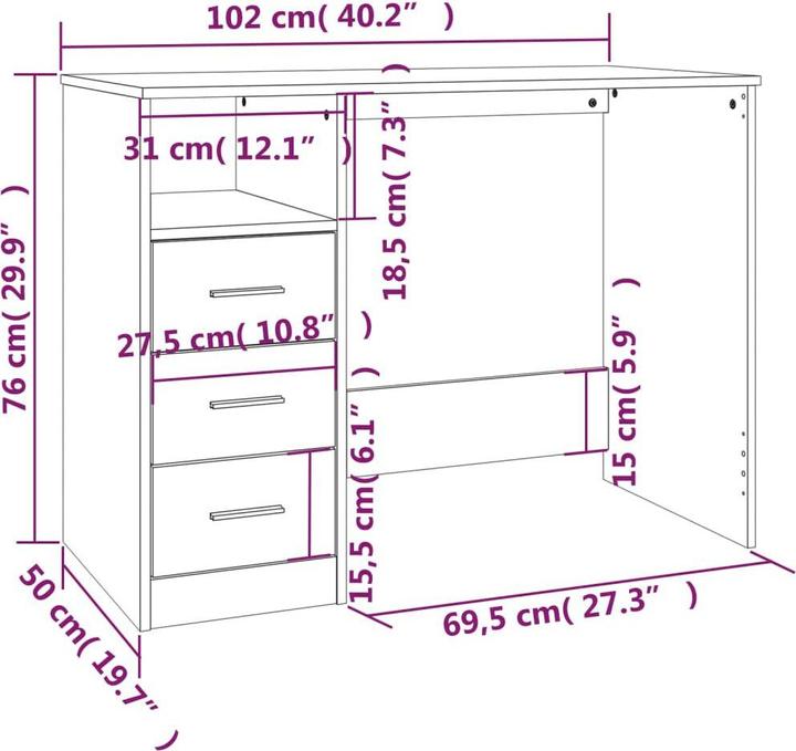 Produktbild VidaXL Damion (102 x 50 x 76 cm)