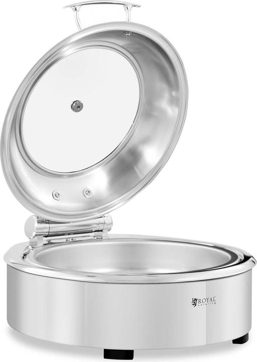 Royal Catering Chafing Dish Warmhaltebehälter Rechaud rund mit Sichtfenster 5,5 L