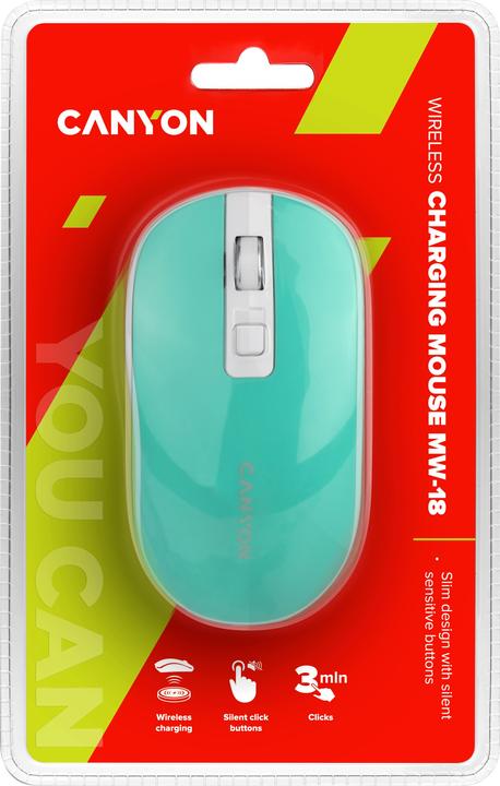 Actual product image Canyon Wireless rechargeable mouse with silent buttons MW-18, Aquamarine (Wireless)