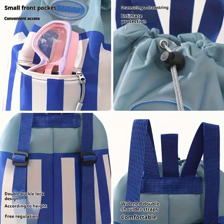 Image du produit Only-Bags.Store 1 Stück Sportrucksack - Gestreift, Nass/Trocken-Trennung, leichte Polyester-Tasche mit