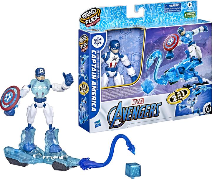 Image du produit Hasbro Marvel Avengers Bend and Flex Missions Captain America Mission sur glace, figurine pliable de 15 cm