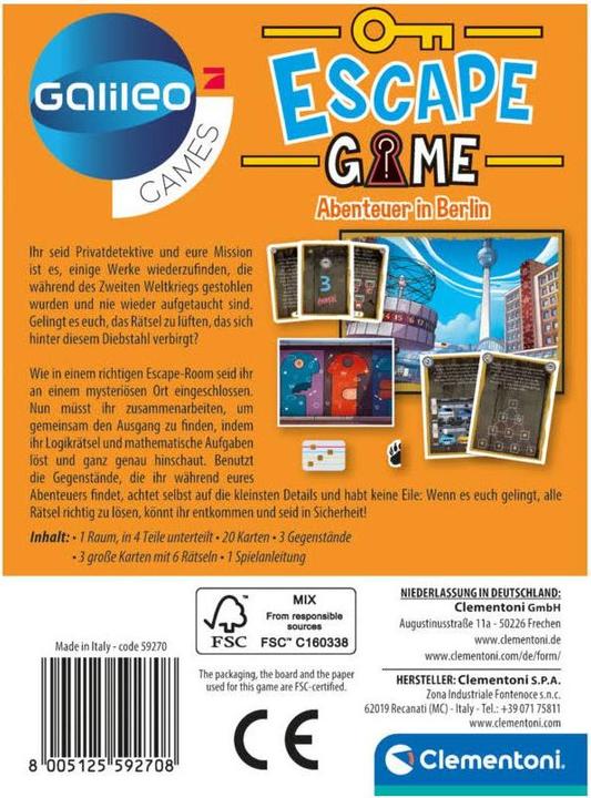 Actual product image Clementoni Galileo Escape Adventure in Berlin (German)