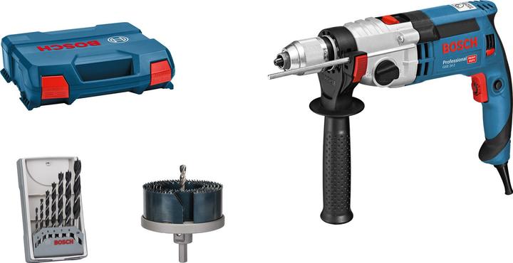 Immagine prodotto Bosch Professional Trapano a percussione GSB 24-2, con set di punte per legno da 7 pezzi, set di seghe a tazza (Corrente elettrica)