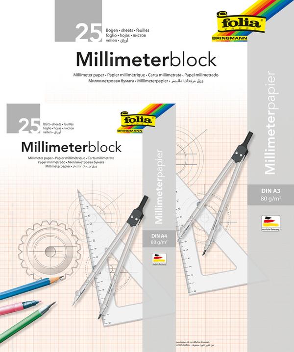 Produktbild Folia Millimeterpapier Block (A4, Kariert)