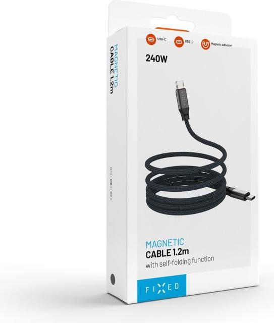 Actual product image Fixed Magnetic Braided Cable USB-C/USB-C, 1,2m, USB 2.0, 240W, gray (1.20 m, USB 2.0)