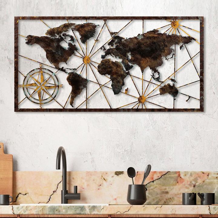Produktbild Wallxpert Metal World Map (120 x 60 cm)