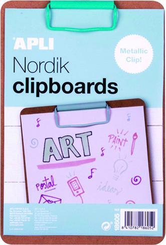 Produktbild Apli Nordik klemmbrett, a5-brett, holz, mit metallklammer, pastellblau