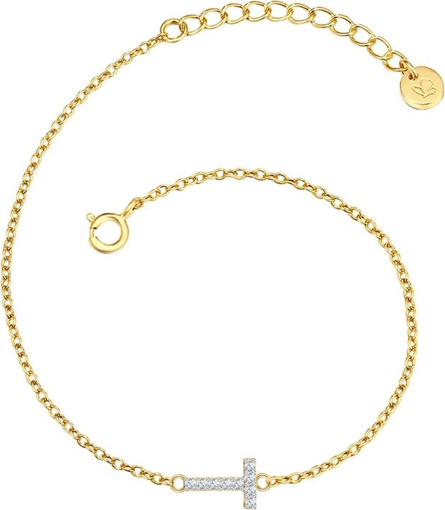 Immagine prodotto Glanzstücke München Lettera T da donna in argento sterling con zirconia cubica in oro giallo 17,0 cm di lunghezza base (17 cm, Argento)