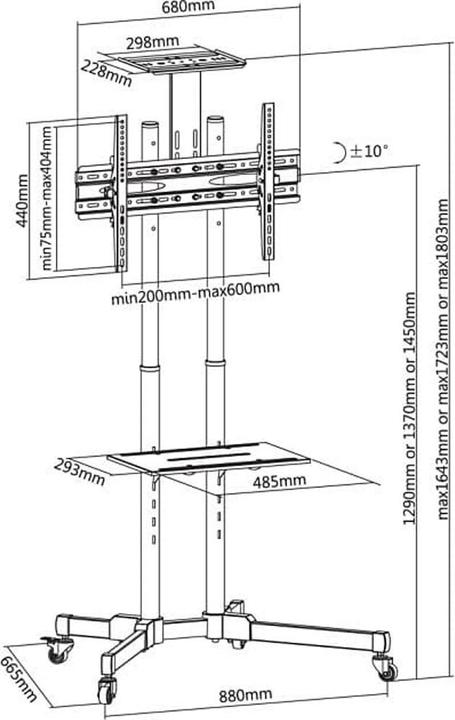 Image du produit Techly ICA-TR16T 37" - 70" Support au sol (Universel, 65", 60 kg)