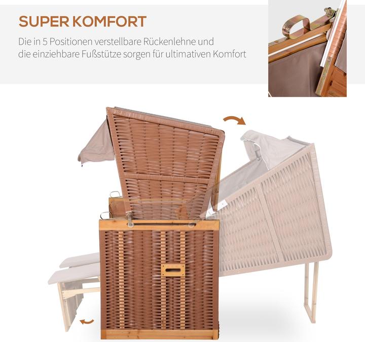 Actual product image Outsunny Beach chair with roof and cup holder
