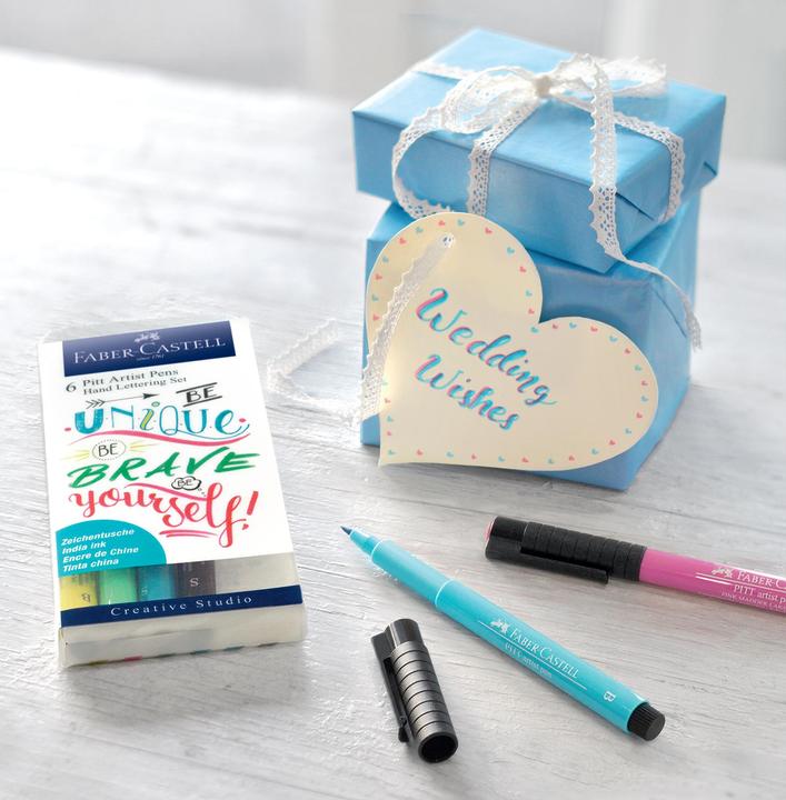 Produktbild Faber-Castell Pitt ArtistPen Handlettering (Gelb, Grün, Blau, Pink, Schwarz, Türkis, 6 x)