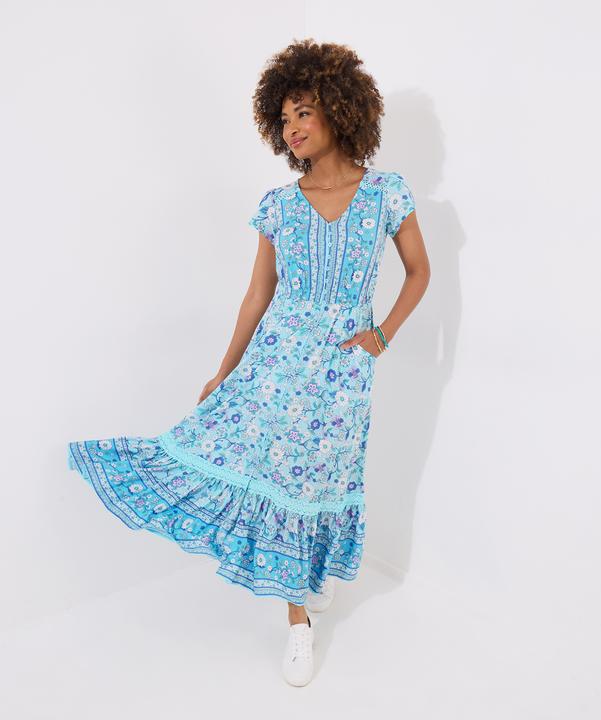 Actual product image Joe Browns Button Detail Border Print Button Through Maxi Dress (18)