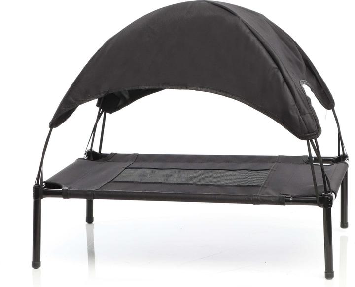 Produktbild Wiltec Hundebett mit Dach Schwarz 76x60x16cm bis 25kg Outdoor Hundeliege Sonnendach (Hund)