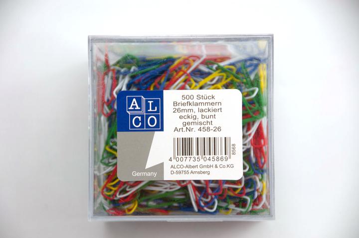 Actual product image Alco Paper clips square 26 mm, assorted colours (1 x)