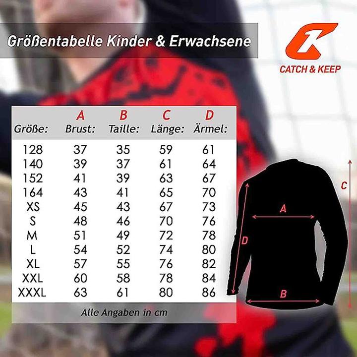 Produktbild Catch & Keep Trikot Protection Torwarttrikot Gr. 140 Rot-Schwarz Fussball Torwart Shirt Oberteil (140)