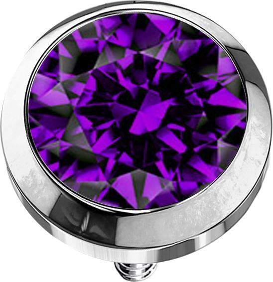 Produktbild Star Piercing Dermal Anchor silber mit Kristall violett (ohne Messing, Titan G23)