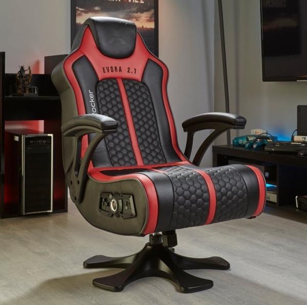Produktbild X Rocker Chaise de jeu Evora 2.1 audio sans-fil Noire/Rouge