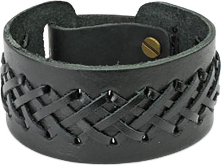 Immagine prodotto Star Piercing Bracciale in pelle nero con lacci (Cuoio, senza ottone)