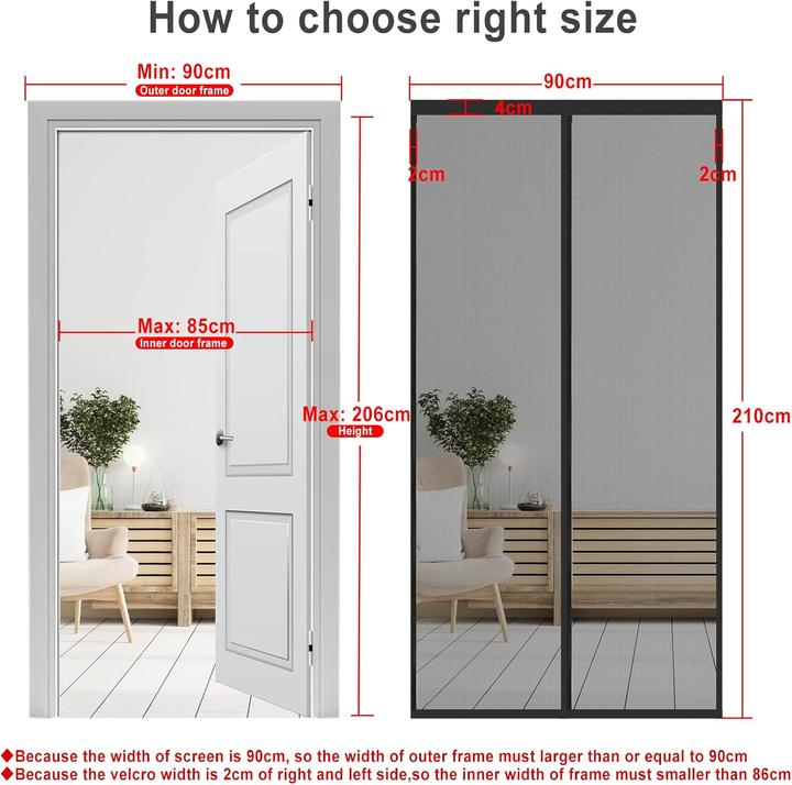 Immagine prodotto Mara Vital Zanzariera magnetica per porta terrazzo, con montaggio adesivo (210 x 90 cm)